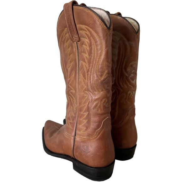 Rancho BIG Boys Cowboy Western boots Tan Sz US 5.5 Made in Mexico Sz 24.5 EE - Picture 3 of 15